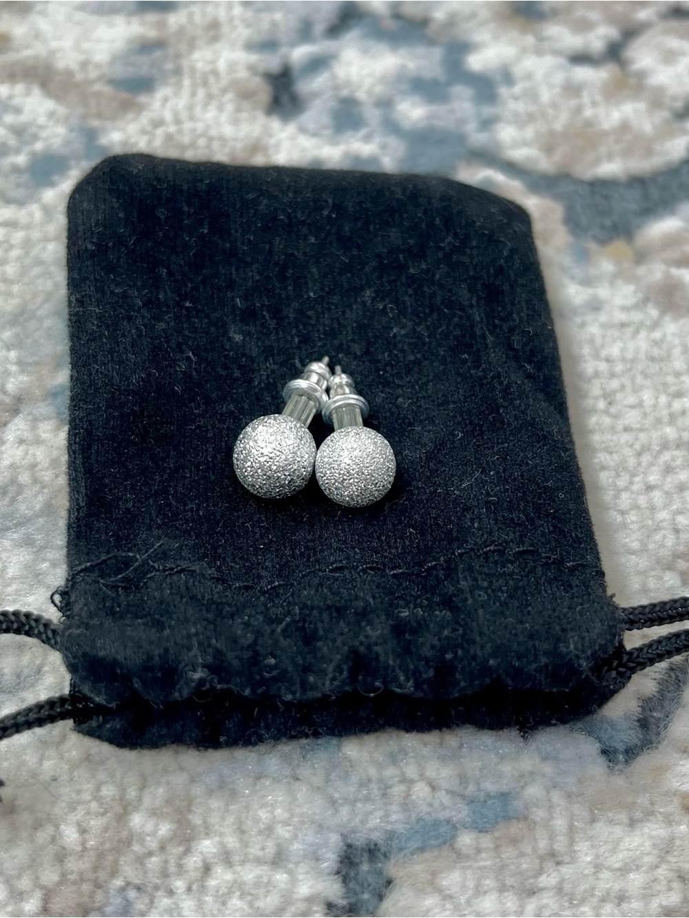Sterling Silver Glitter Ball Stud Earrings - Silver